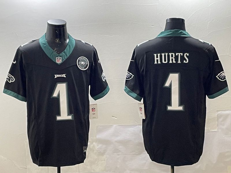 Men Philadelphia Eagles #1 Hurts Black Second generations 2025 Nike Vapor Limited NFL Jersey style 3->youth nfl jersey->Youth Jersey